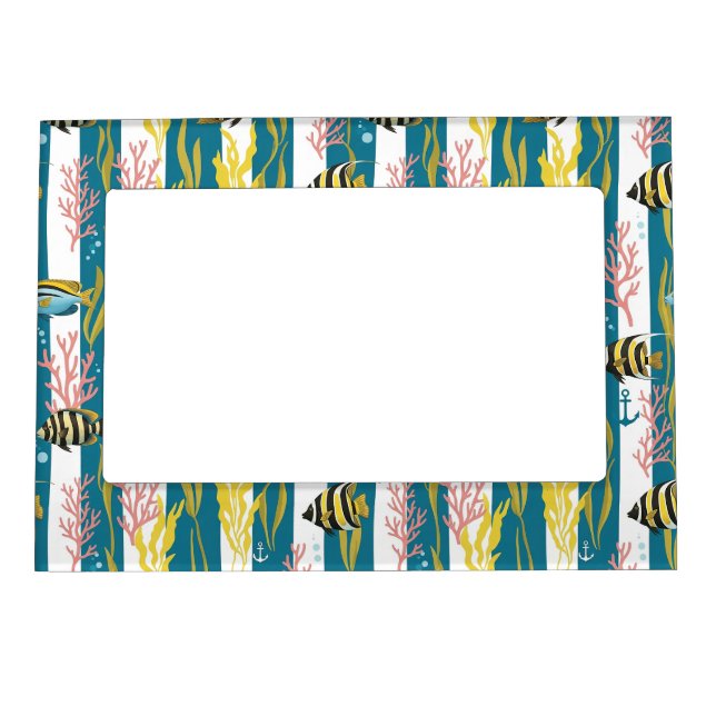 Retro Nautical Watercolor Pattern (14) Magnetic Frame (Front)