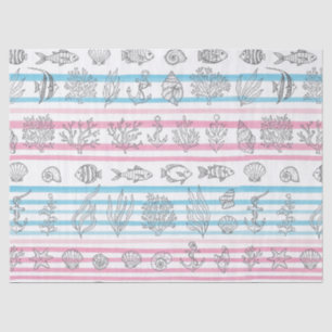 Retro Nautical Watercolor Pattern (15) Tissue Paper