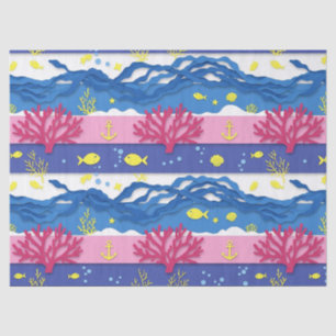 Retro Nautical Watercolor Pattern (16) Tissue Paper