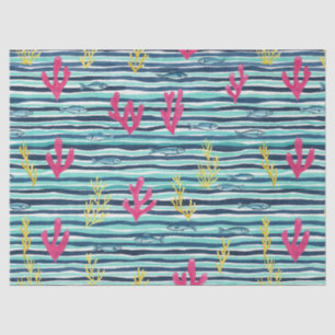 Retro Nautical Watercolor Pattern (1) Tissue Paper