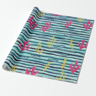 Retro Nautical Watercolor Pattern (1) Wrapping Paper