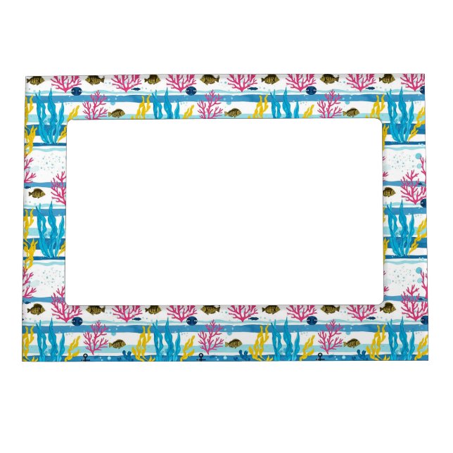 Retro Nautical Watercolor Pattern (2) Magnetic Frame (Front)
