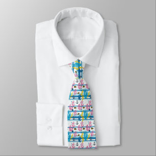 Retro Nautical Watercolor Pattern (2) Neck Tie