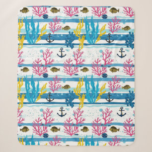 Retro Nautical Watercolor Pattern (2) Sherpa Blanket