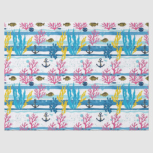 Retro Nautical Watercolor Pattern (2) Tissue Paper