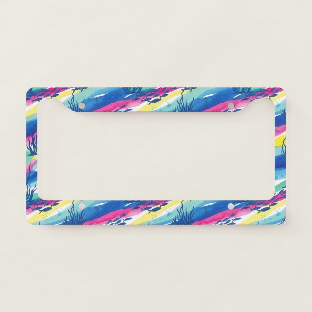 Retro Nautical Watercolor Pattern (3) License Plate Frame (Front)