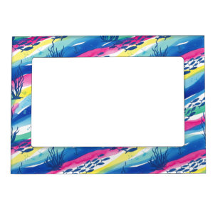 Retro Nautical Watercolor Pattern (3) Magnetic Frame