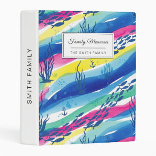 Retro Nautical Watercolor Pattern (3) Mini Binder