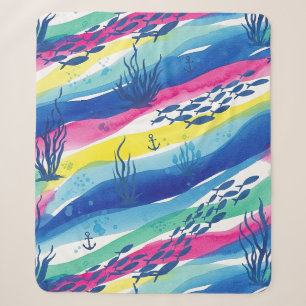 Retro Nautical Watercolor Pattern (3) Sherpa Blanket