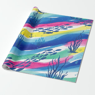 Retro Nautical Watercolor Pattern (3) Wrapping Paper