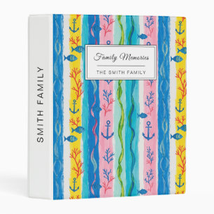 Retro Nautical Watercolor Pattern (4) Mini Binder