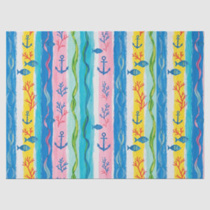 Retro Nautical Watercolor Pattern (4) Tissue Paper