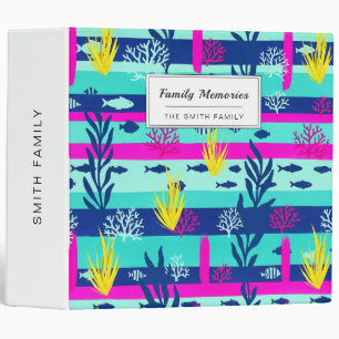 Retro Nautical Watercolor Pattern (5) 3 Ring Binder