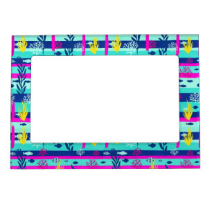 Retro Nautical Watercolor Pattern (5) Magnetic Frame