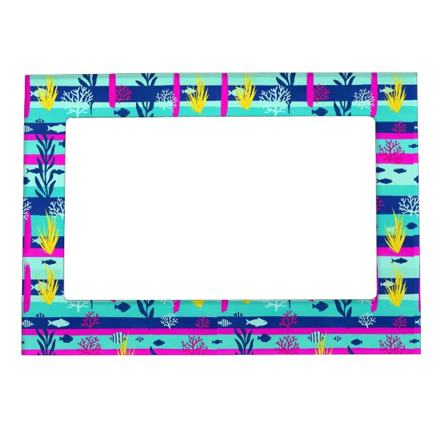 Retro Nautical Watercolor Pattern (5) Magnetic Frame (Front)