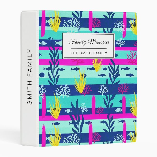 Retro Nautical Watercolor Pattern (5) Mini Binder (Front/Spine)