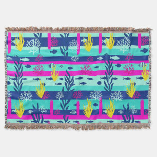 Retro Nautical Watercolor Pattern (5) Throw Blanket