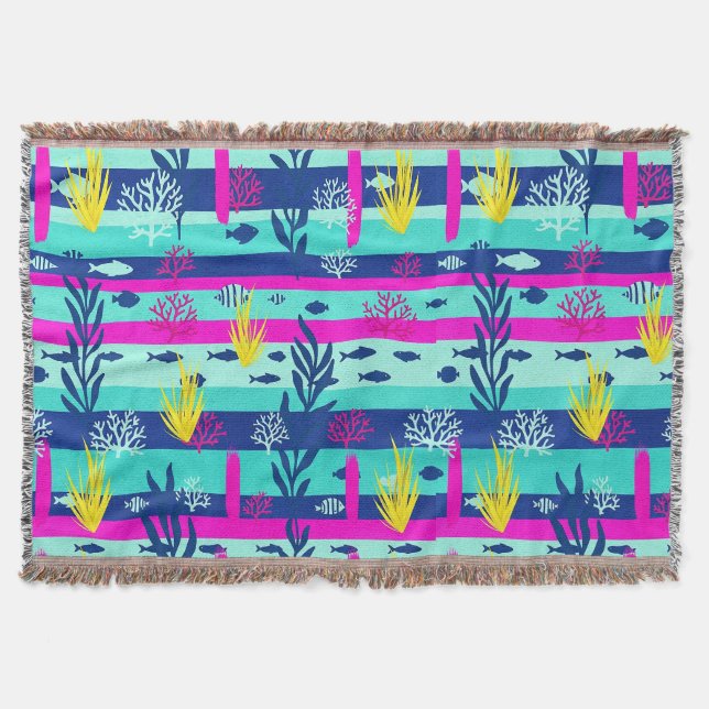 Retro Nautical Watercolor Pattern (5) Throw Blanket (Front)