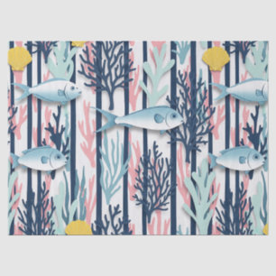 Retro Nautical Watercolor Pattern (6) Tissue Paper