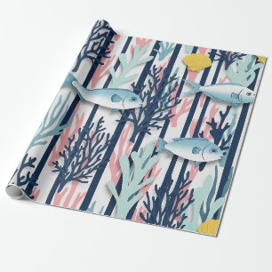 Retro Nautical Watercolor Pattern (6) Wrapping Paper