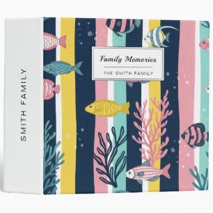 Retro Nautical Watercolor Pattern (7) 3 Ring Binder