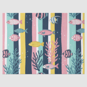 Retro Nautical Watercolor Pattern (7) Tissue Paper