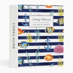 Retro Nautical Watercolor Pattern (8) Mini Binder