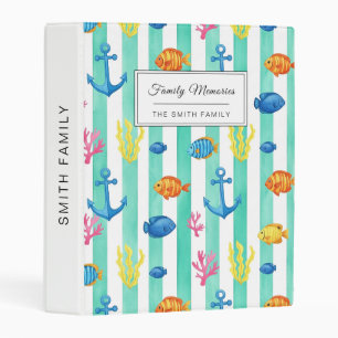 Retro Nautical Watercolor Pattern (9) Mini Binder