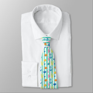 Retro Nautical Watercolor Pattern (9) Neck Tie