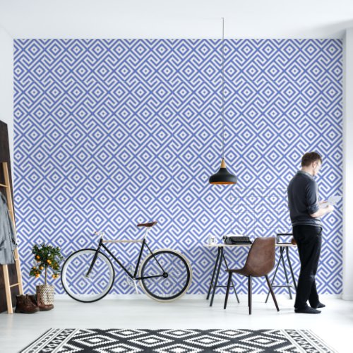 Retro Navy Blue Abstract Geometric Pattern  Wallpaper