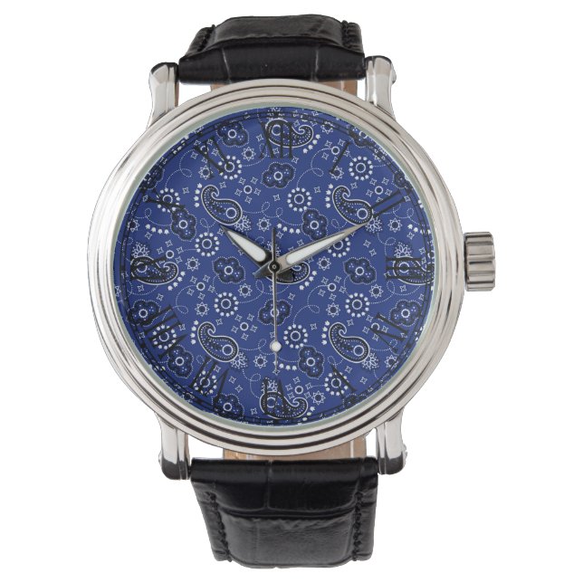 Retro Navy Blue Bandanna/Bandana Watch (Front)