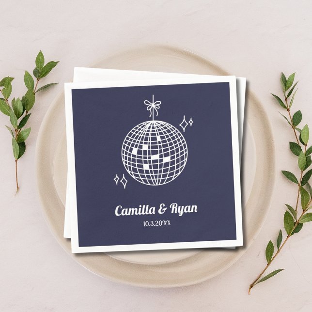 Retro Navy Blue Disco Wedding Decor Napkins (Retro Navy Blue Disco Wedding Decor Napkins
)