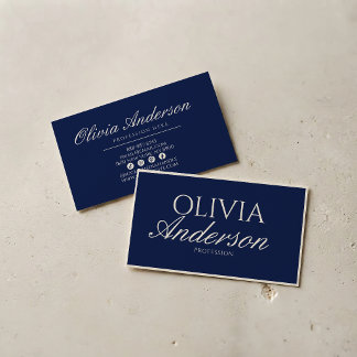 Retro Navy Blue Luxury Vintage Old Money Luxe Business Card