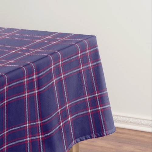 Retro Navy Blue Plaid Twill Tablecloth