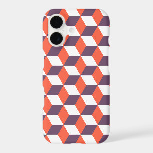 Retro Navy Blue Red Cube Modern Geometric Pattern iPhone 17 Case