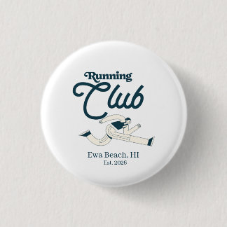 Retro Navy Blue Running Club Personalized Graphic Button