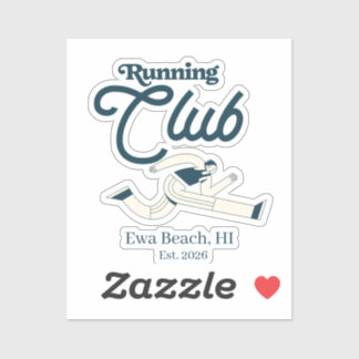 Retro Navy Blue Running Club Personalized Graphic Sticker