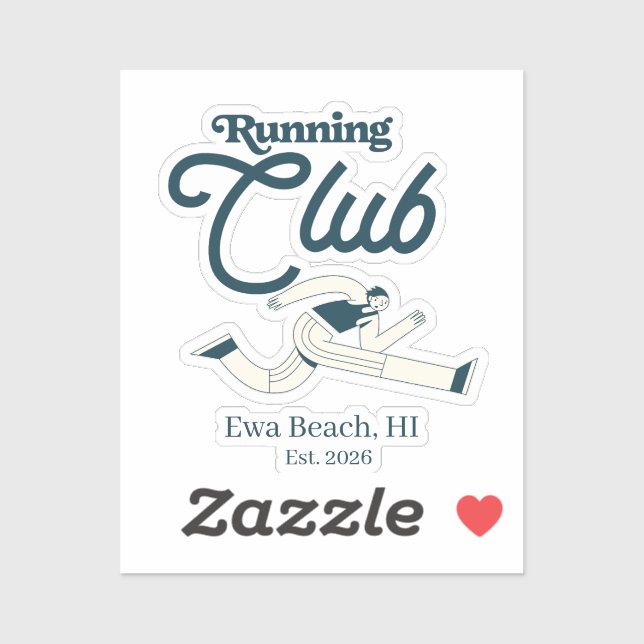Retro Navy Blue Running Club Personalized Graphic Sticker (Sheet)