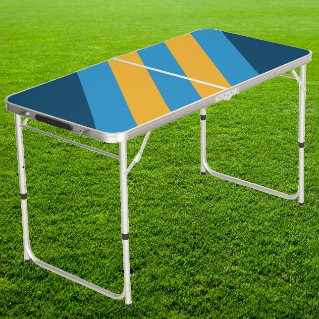 Retro Navy Blue Stripes Tailgate Beer Pong Table (Creator Uploaded)