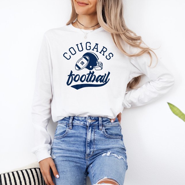 Retro Navy Custom Football Team Long Sleeve Tri-Blend Shirt (Creator Uploaded)