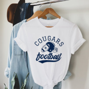Retro Navy Custom Football Team Mom White Tri-Blend Shirt
