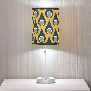 Retro Navy Mustard Geometric Drops Pattern  Table Lamp