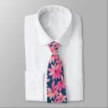 Retro Navy Pink Floral Pattern Neck Tie<br><div class="desc">A colorful floral tie with a navy blue background and a pattern of pink flowers. Perfect for a wedding or other special occasion.</div>