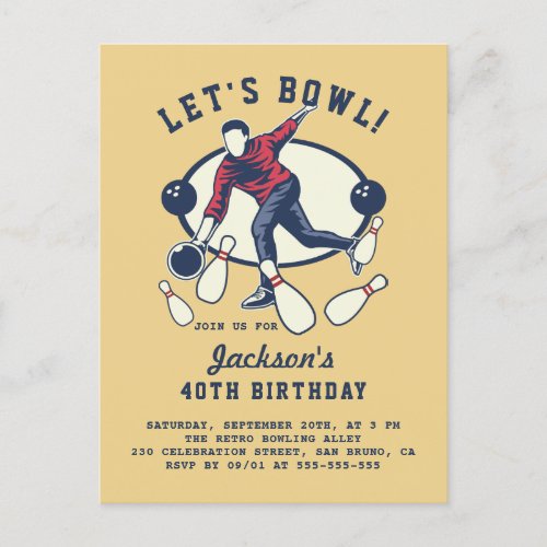 Retro Navy, Red & Mustard Bowling Birthday Party