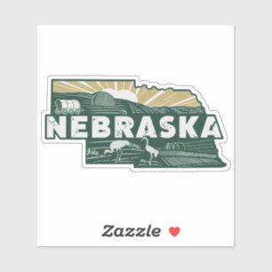 Retro Nebraska State Car Sticker