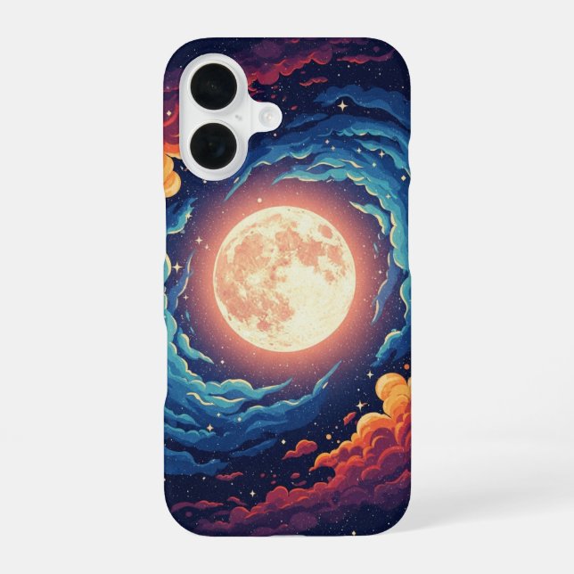 Retro Nebula Moon iPhone Case (Back)
