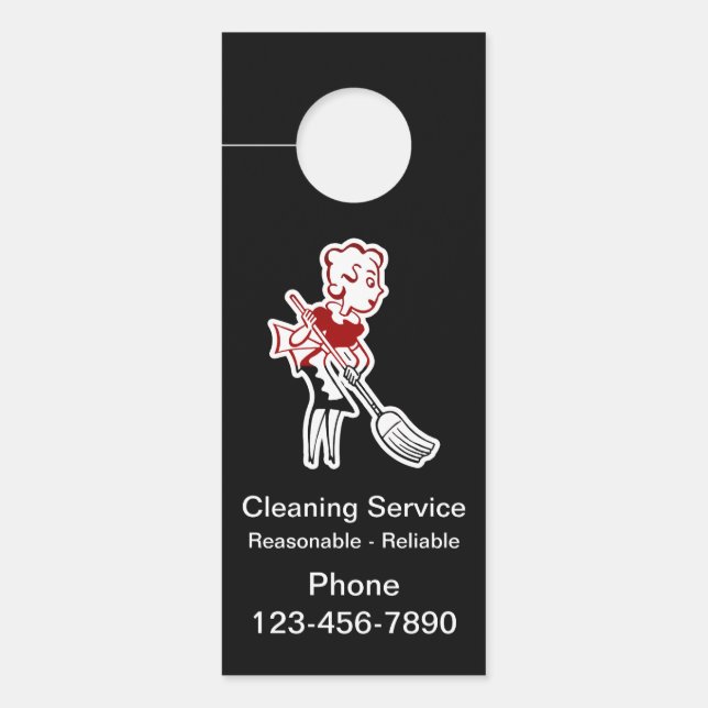 Retro Neighborhood Cleaning Service Advertising Door Hanger (Front)