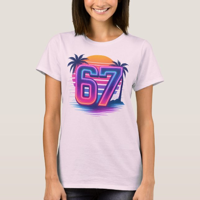 Retro Neon 67 Aesthetic T-Shirt (Front)