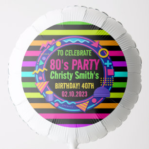 Retro Neon 80s Birthday adult Party Balloon
