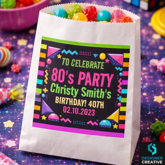 Retro Neon 80s Birthday Party Favor Bag (Retro Neon 80s Birthday Party Favor Bag
)